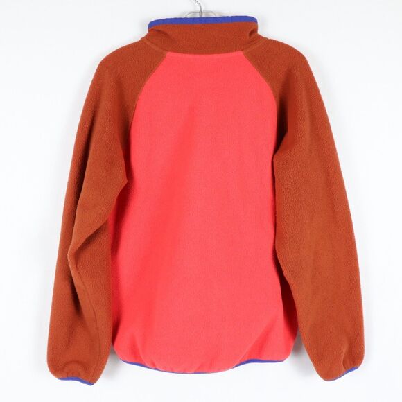 REI Co-op Fleece Pullover Youth Size Medium 1/2 Button Orange/Blue - Picture 2 of 4